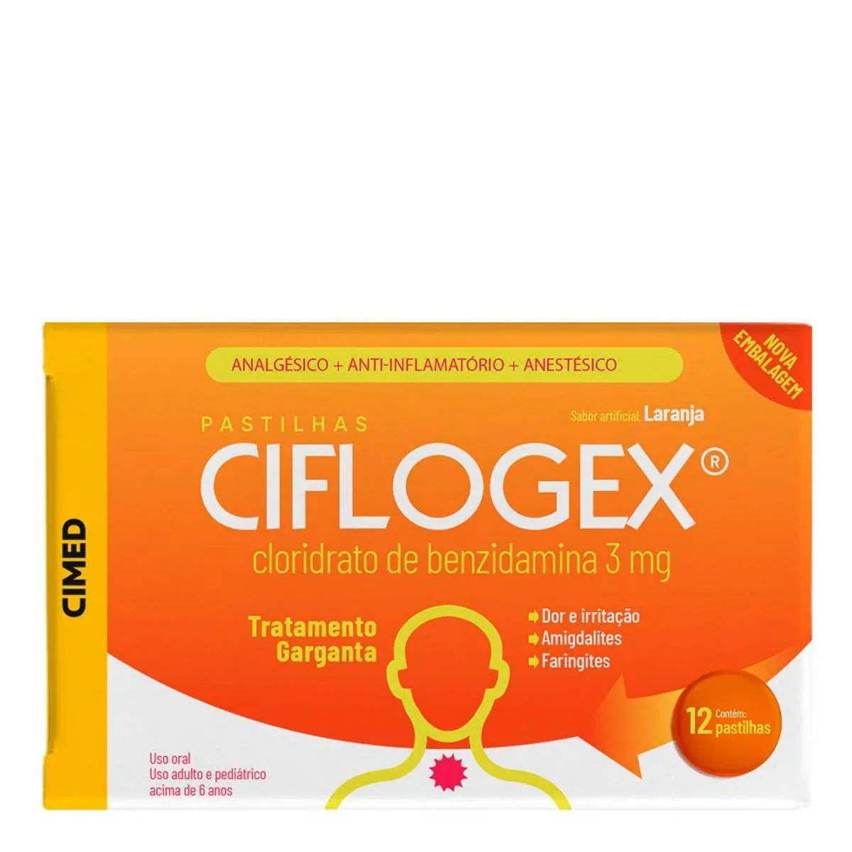 CIFLOGEX PASTILHA LARANJA C/12