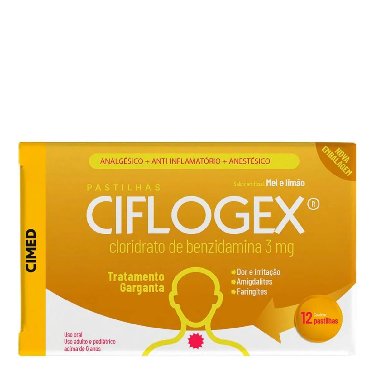 CIFLOGEX PASTILHA MEL LIMAO C/12