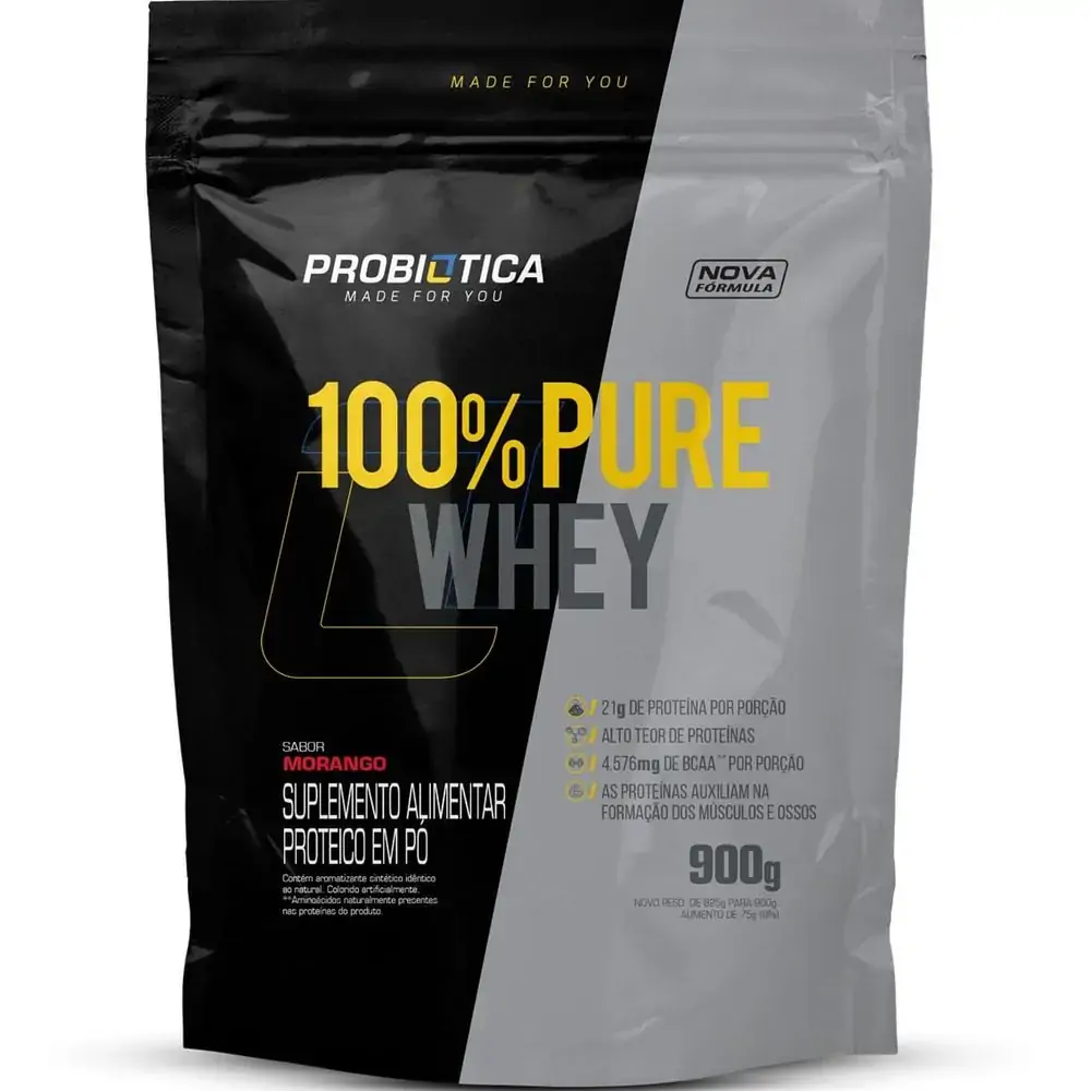 100% PURE WHEY REFIL 900G MORANGO